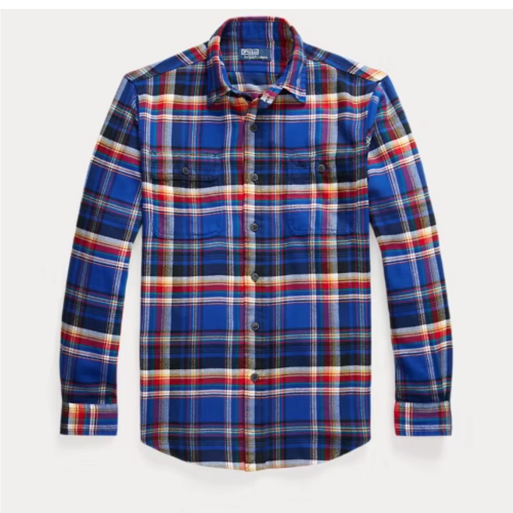 Polo Ralph Lauren Classic Fit Plaid Twill Workshirt Plaid size XL Blue Red